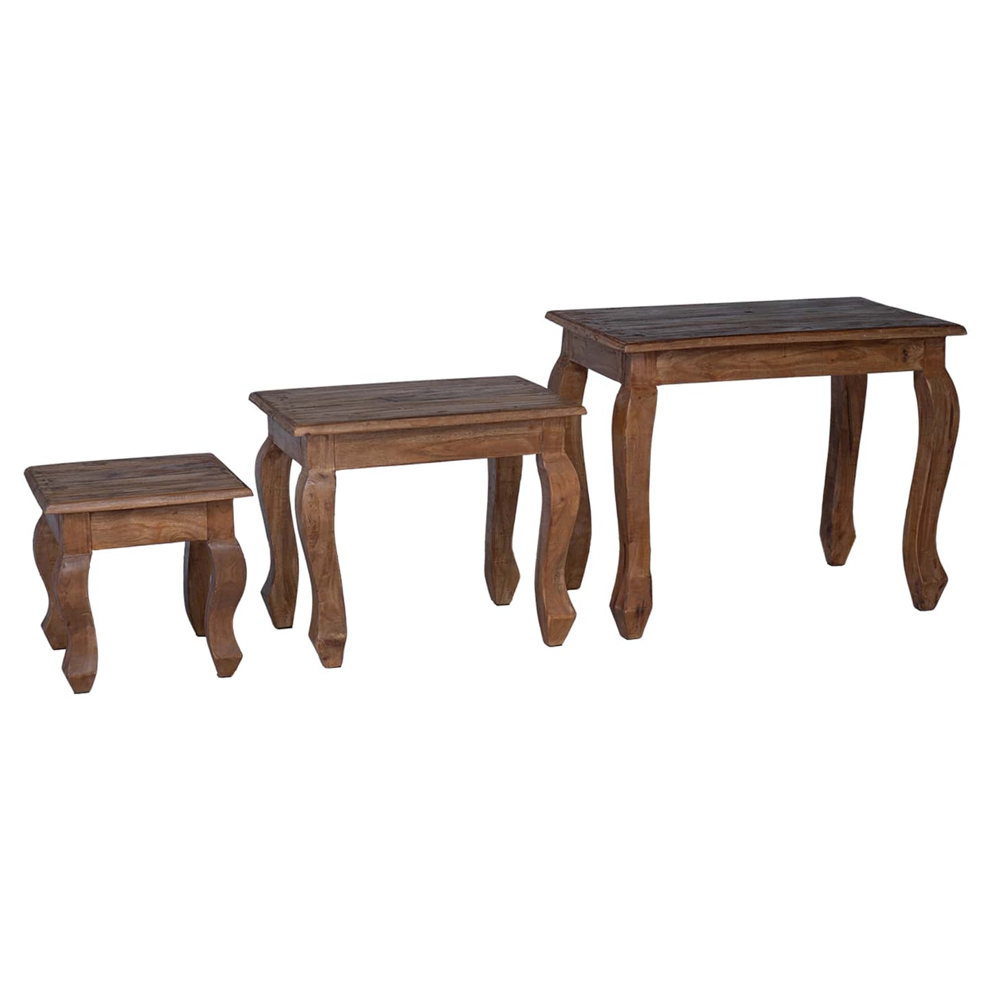 Nesting Table 3 pcs Brown Solid Mahogany wood