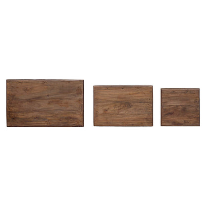 Nesting Table 3 pcs Brown Solid Mahogany wood
