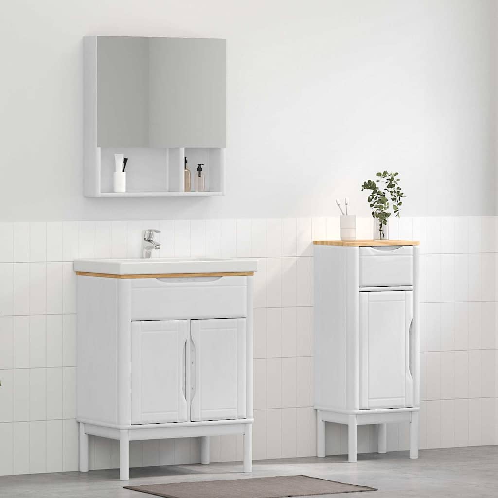 Bathroom Furniture Set FLORO 2 pcs White Solid Pine Wood