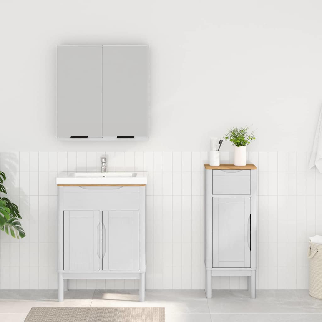 Bathroom Furniture Set FLORO 2 pcs White Solid Pine Wood