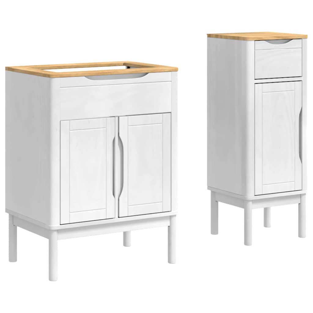 Bathroom Furniture Set FLORO 2 pcs White Solid Pine Wood