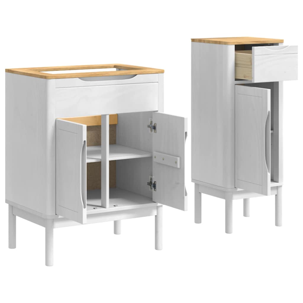 Bathroom Furniture Set FLORO 2 pcs White Solid Pine Wood