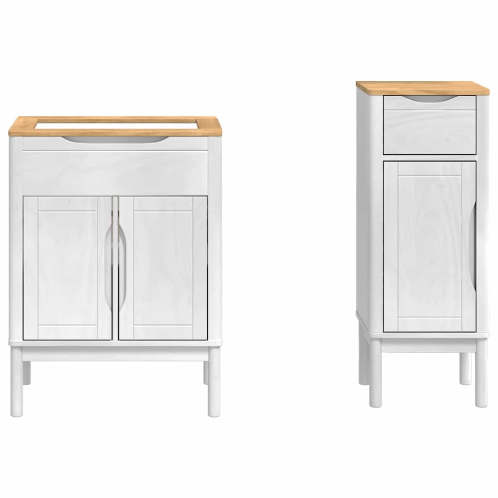 Bathroom Furniture Set FLORO 2 pcs White Solid Pine Wood