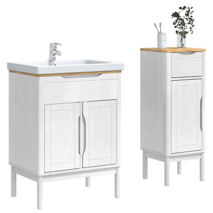 Bathroom Furniture Set FLORO 2 pcs White Solid Pine Wood