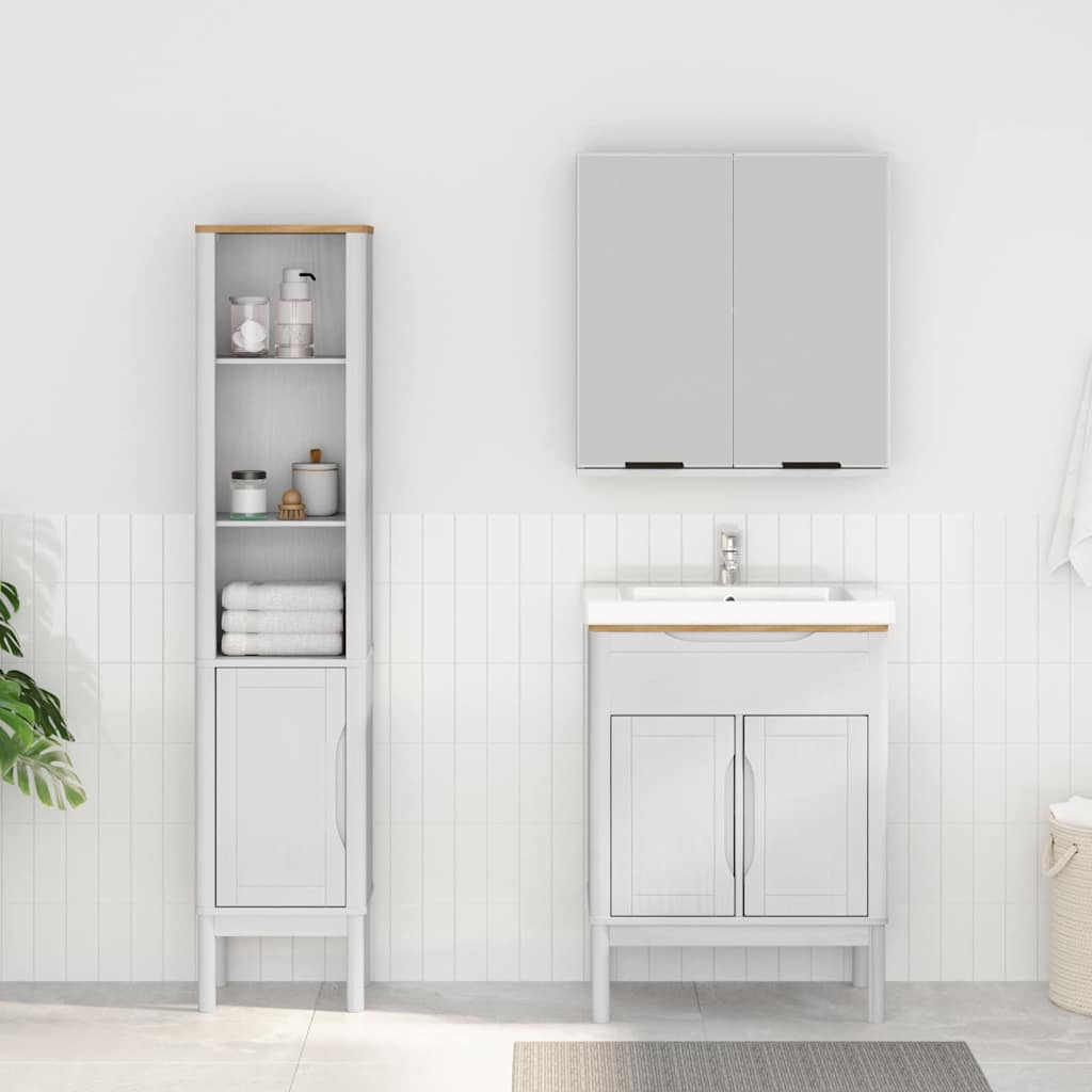 Bathroom Furniture Set FLORO 2 pcs White Solid Pine Wood