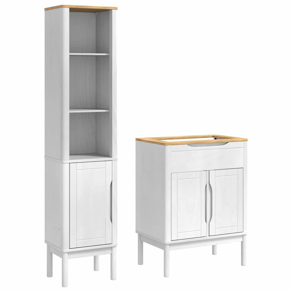 Bathroom Furniture Set FLORO 2 pcs White Solid Pine Wood