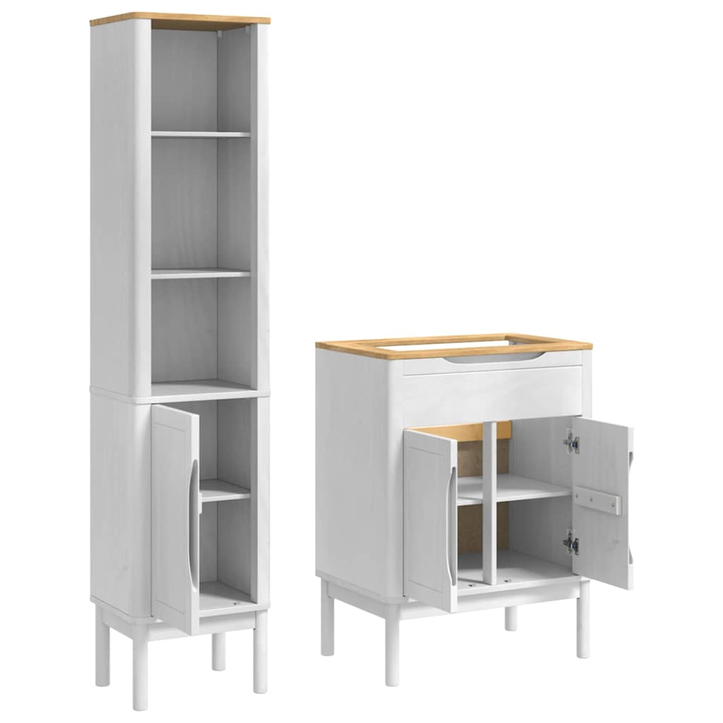 Bathroom Furniture Set FLORO 2 pcs White Solid Pine Wood