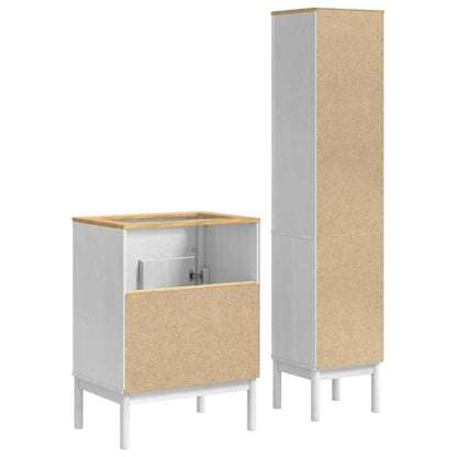 Bathroom Furniture Set FLORO 2 pcs White Solid Pine Wood
