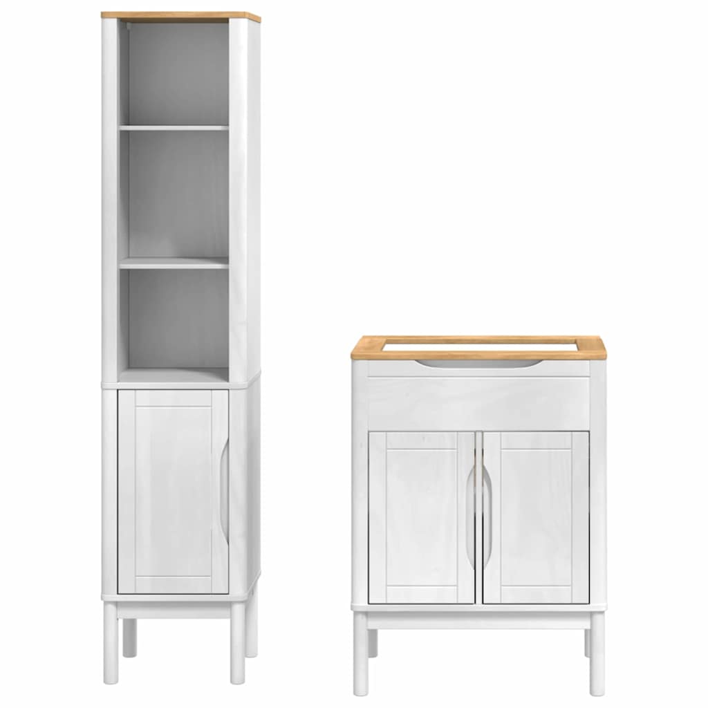 Bathroom Furniture Set FLORO 2 pcs White Solid Pine Wood