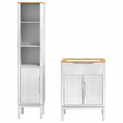 Bathroom Furniture Set FLORO 2 pcs White Solid Pine Wood