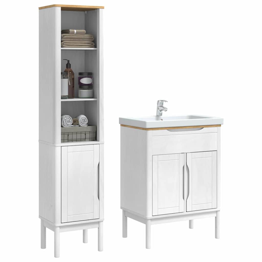 Bathroom Furniture Set FLORO 2 pcs White Solid Pine Wood