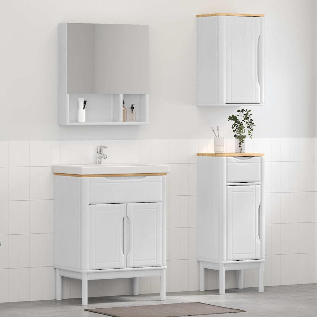 Bathroom Furniture Set FLORO 3 pcs White Solid Pine Wood