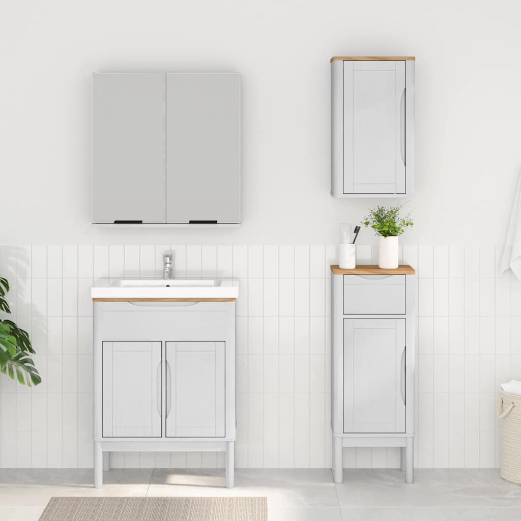 Bathroom Furniture Set FLORO 3 pcs White Solid Pine Wood