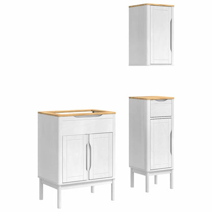 Bathroom Furniture Set FLORO 3 pcs White Solid Pine Wood