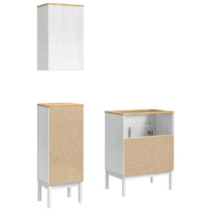 Bathroom Furniture Set FLORO 3 pcs White Solid Pine Wood