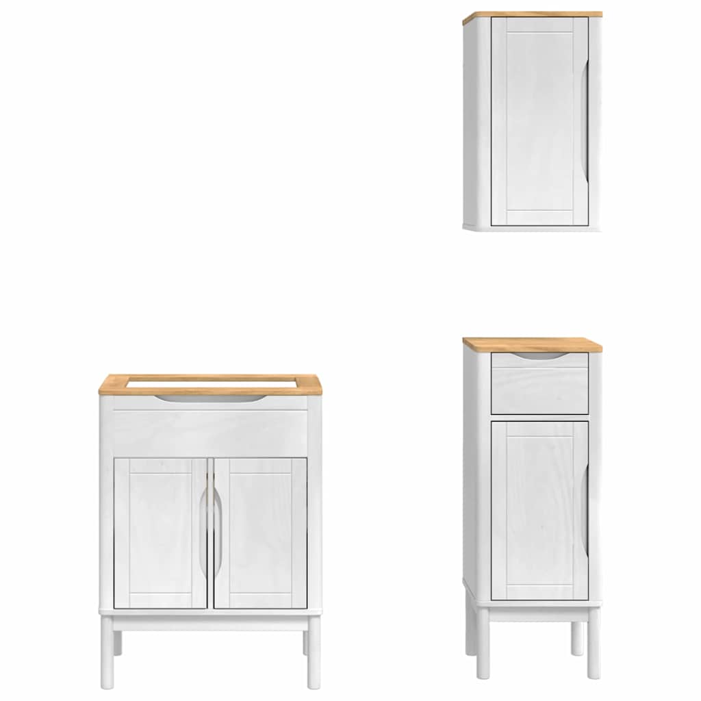 Bathroom Furniture Set FLORO 3 pcs White Solid Pine Wood