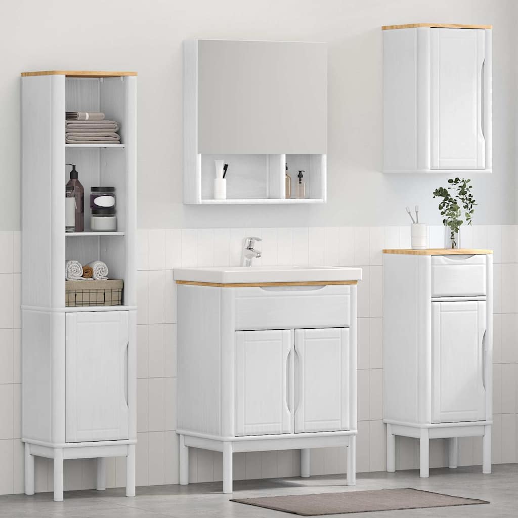 Bathroom Furniture Set FLORO 4 pcs White Solid Pine Wood