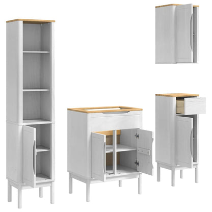 Bathroom Furniture Set FLORO 4 pcs White Solid Pine Wood
