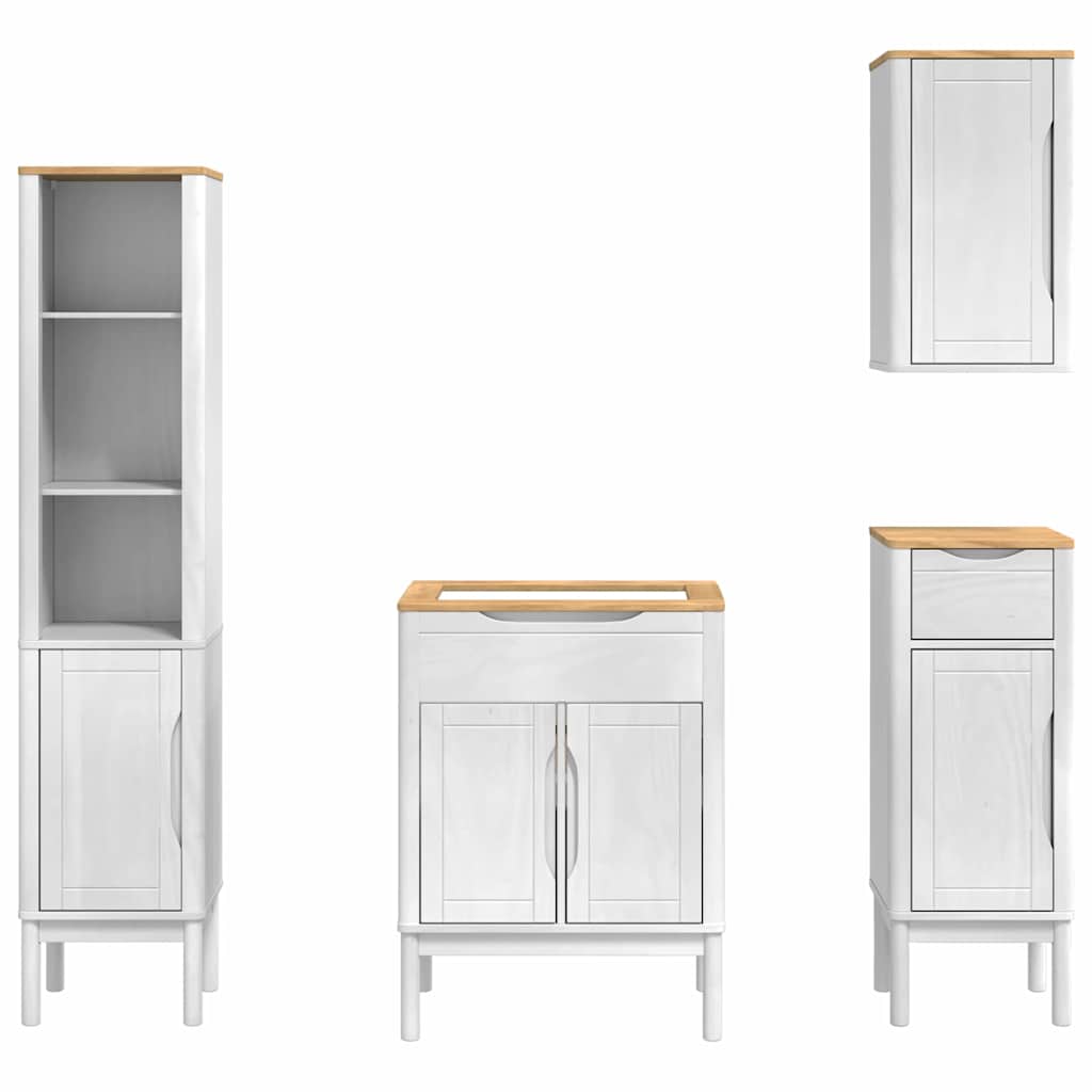 Bathroom Furniture Set FLORO 4 pcs White Solid Pine Wood
