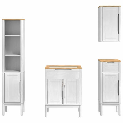 Bathroom Furniture Set FLORO 4 pcs White Solid Pine Wood