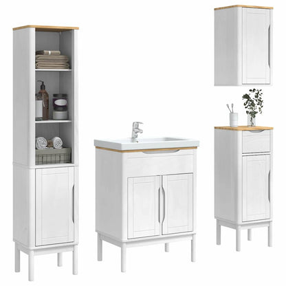 Bathroom Furniture Set FLORO 4 pcs White Solid Pine Wood