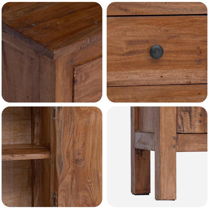 Plant Stand with Drawer Brown 36 x 25 x 80 cm Mahogany Wood