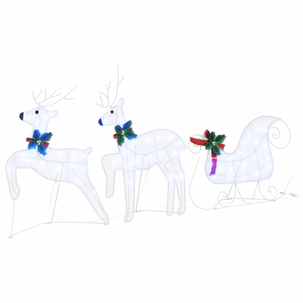 LED Reindeers 7 pcs White Fabric