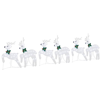 LED Reindeers 6 pcs Silver Fabric