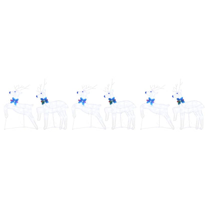 LED Reindeers 6 pcs White Fabric