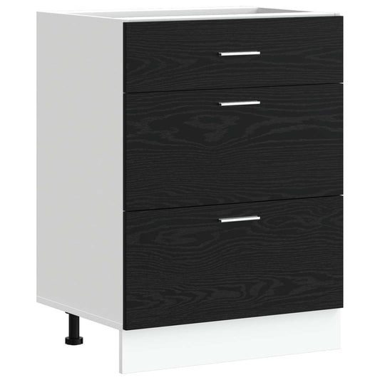 Kitchen Base Cabinet Black Oak 60 x 46 x 81.5 cm
