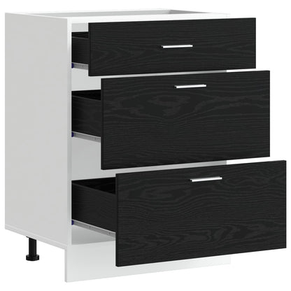 Kitchen Base Cabinet Black Oak 60 x 46 x 81.5 cm