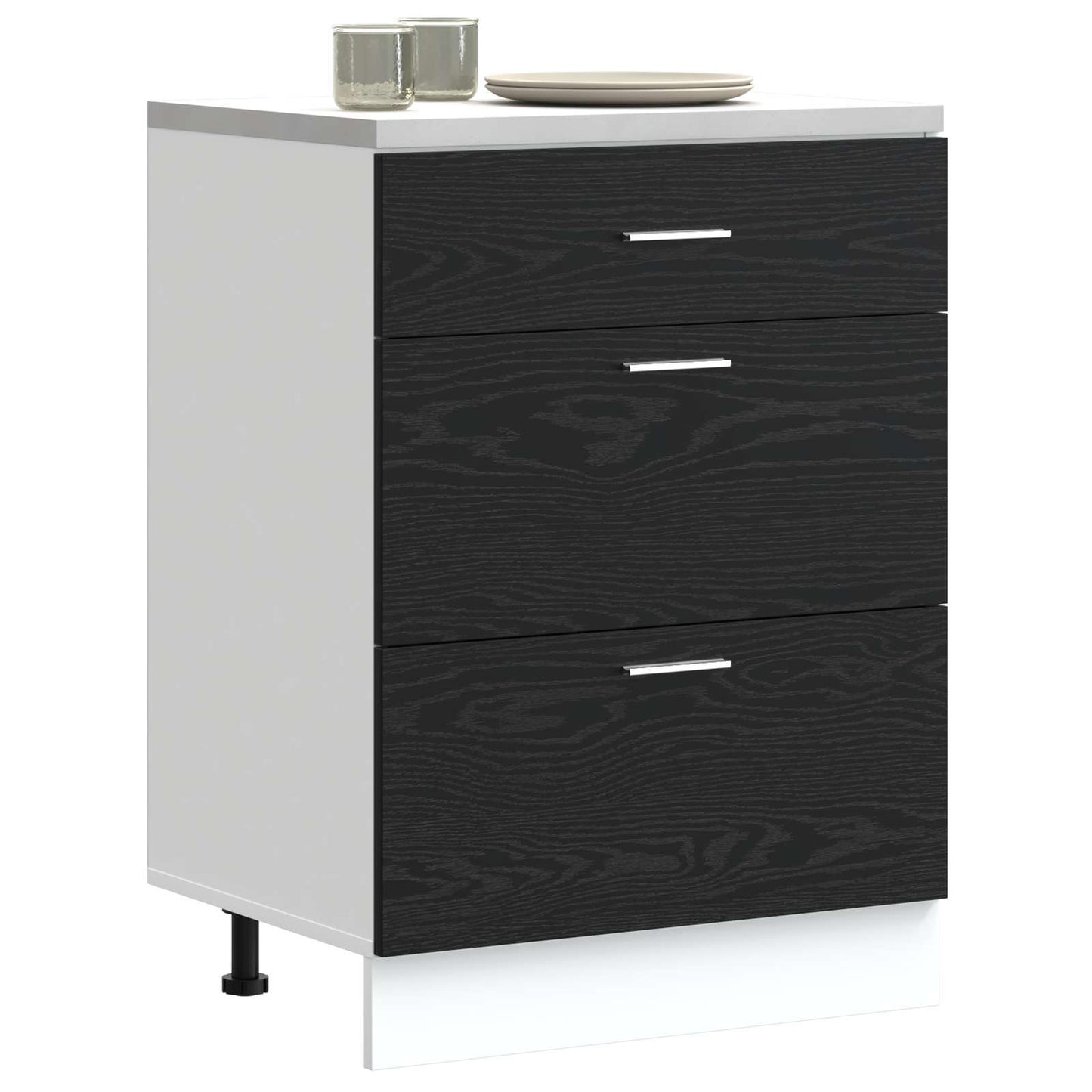 Kitchen Base Cabinet Black Oak 60 x 46 x 81.5 cm