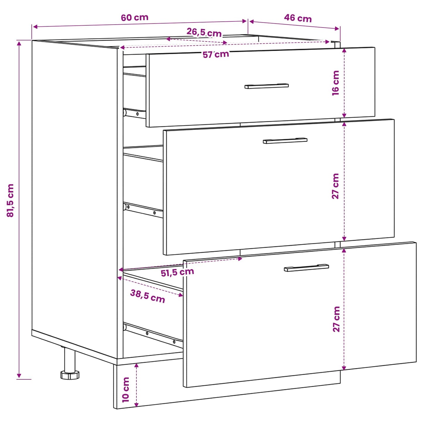 Kitchen Base Cabinet with Drawer Black Oak 60 x 46 x 81.5 cm