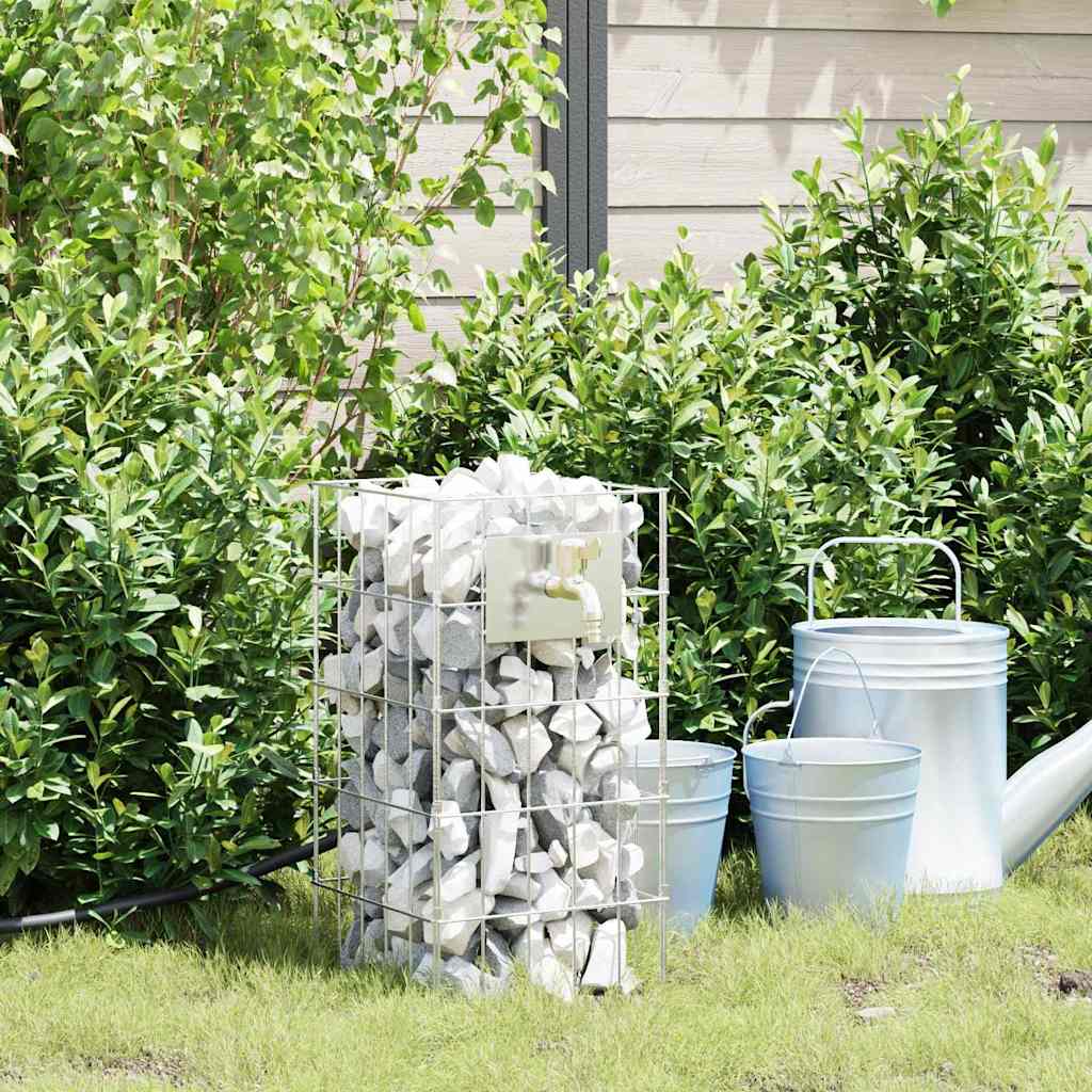 Gabion Faucet Silver 26 x 25 x 50 cm Stainless Steel