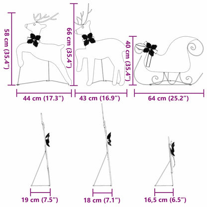 LED Reindeers 3 pcs Cold White Fabric