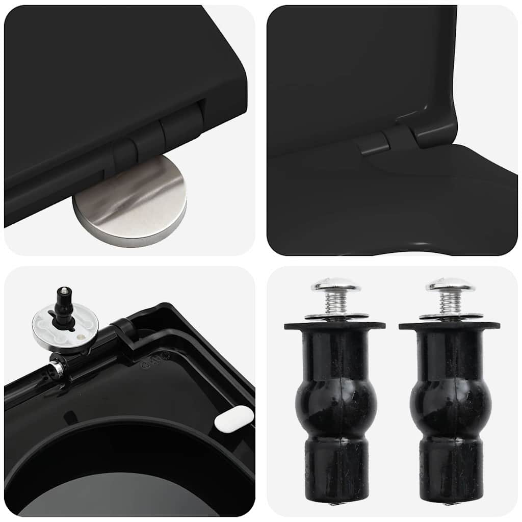 Toilet Seat Adjustable Black 48 x 36.5 x 4.5 cm Polypropylene