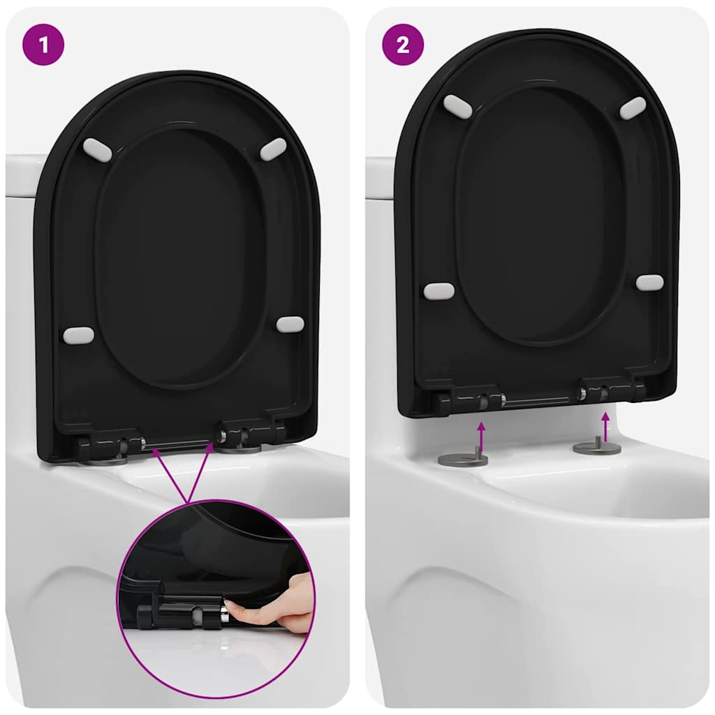 Toilet Seat Adjustable Black 48 x 36.5 x 4.5 cm Polypropylene