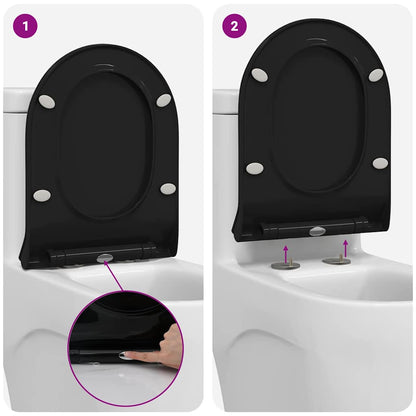 Toilet Seat Adjustable Black 50 x 36.5 x 5 cm Polypropylene
