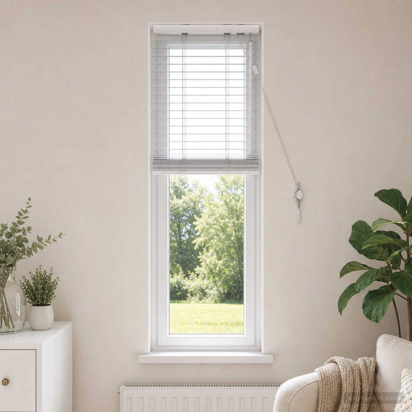 Venetian Blind White 45 x 130 cm 35 mm Solid Paulownia Wood