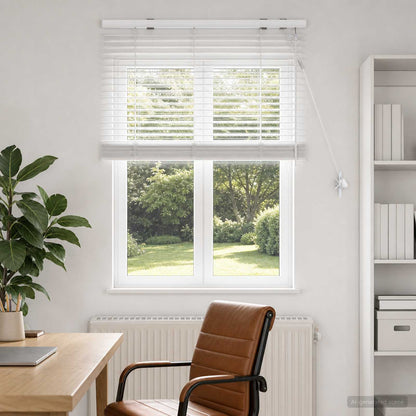 Venetian Blind White 85 x 130 cm 35 mm Solid Paulownia Wood