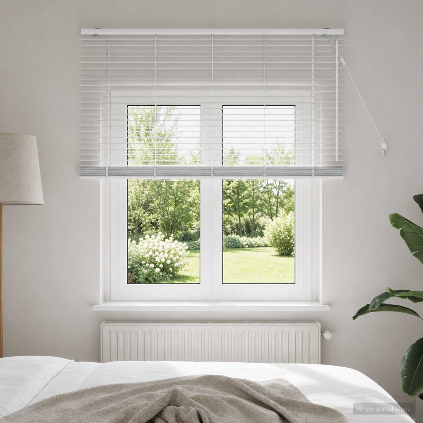 Venetian Blind White 135 x 130 cm 35 mm Solid Paulownia Wood