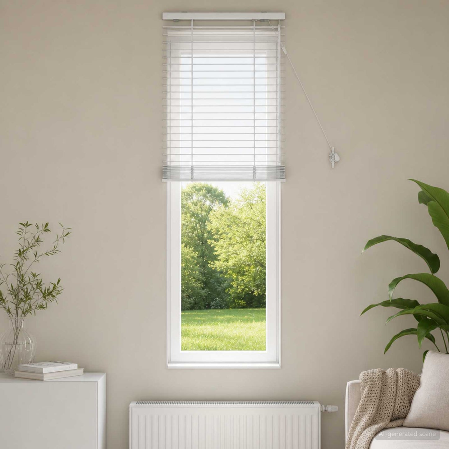 Venetian Blind White 60 x 160 cm 35 mm Solid Paulownia Wood