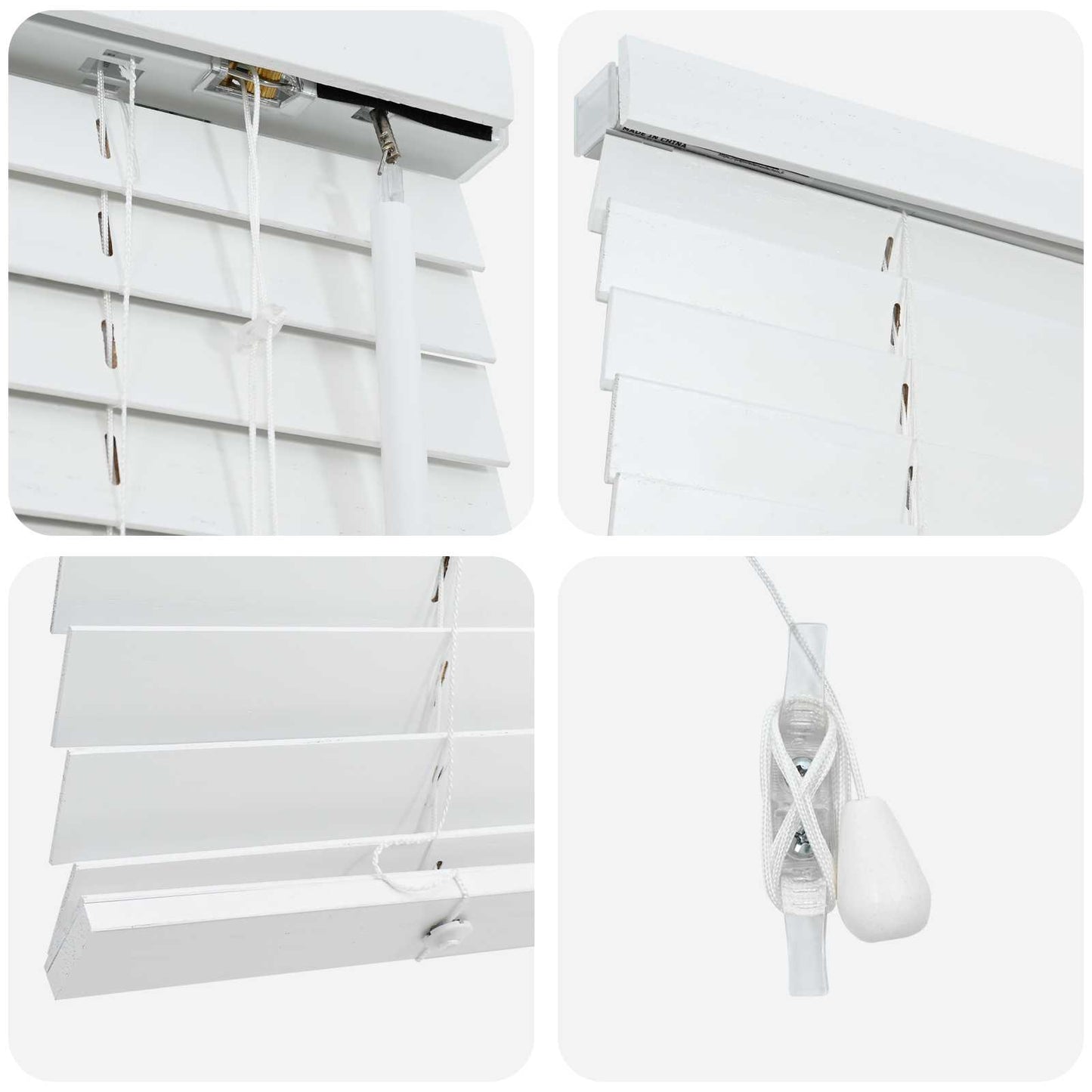 Venetian Blind White 130 x 250 cm 35 mm Solid Paulownia Wood