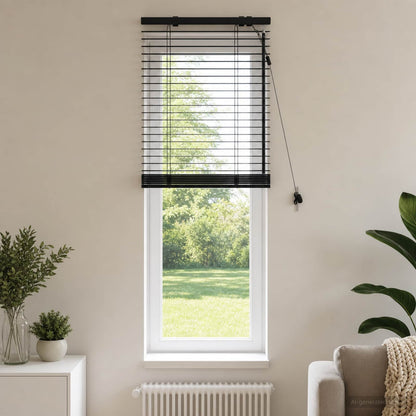 Venetian Blind Black 55 x 130 cm 35 mm Solid Paulownia Wood