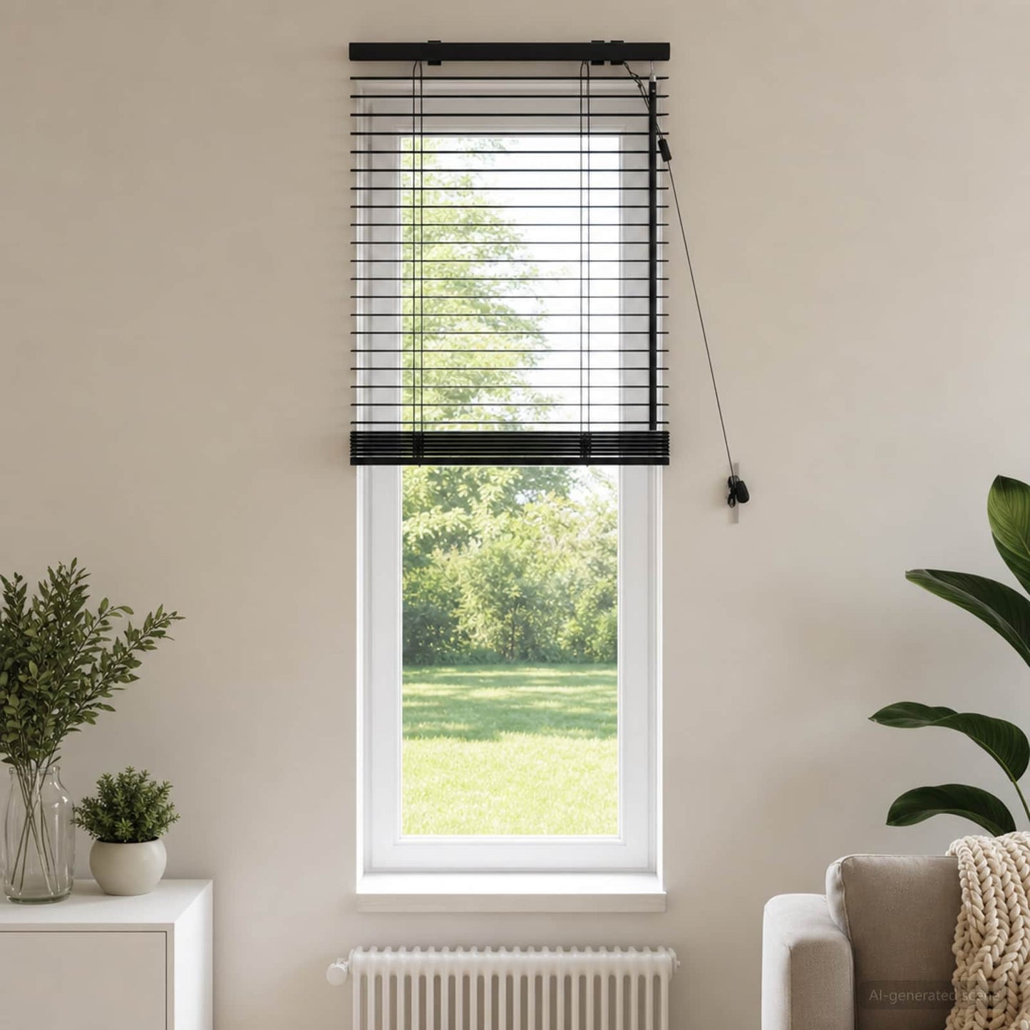 Venetian Blind Black 65 x 130 cm 35 mm Solid Paulownia Wood