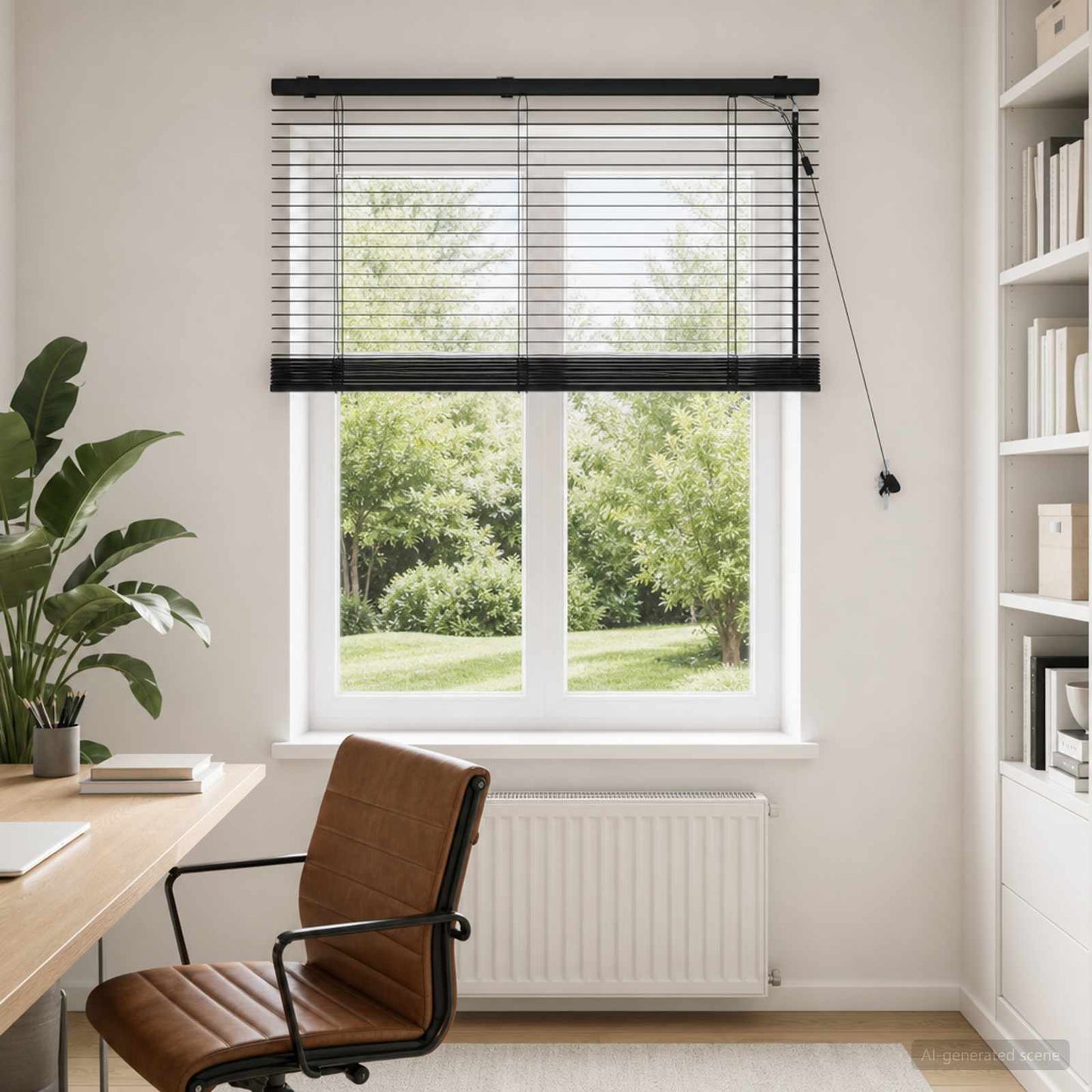 Venetian Blind Black 115 x 130 cm 35 mm Solid Paulownia Wood