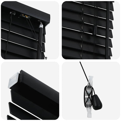 Venetian Blind Black 115 x 130 cm 35 mm Solid Paulownia Wood