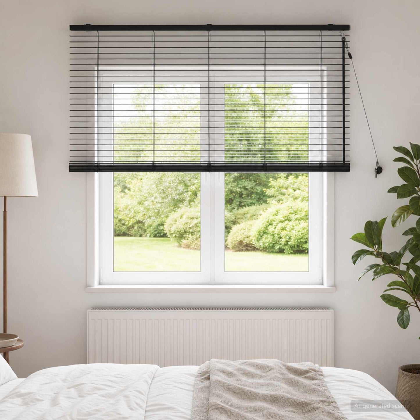 Venetian Blind Black 130 x 130 cm 35 mm Solid Paulownia Wood