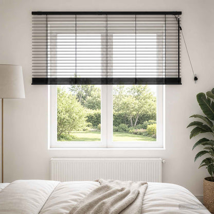 Venetian Blind Black 155 x 130 cm 35 mm Solid Paulownia Wood