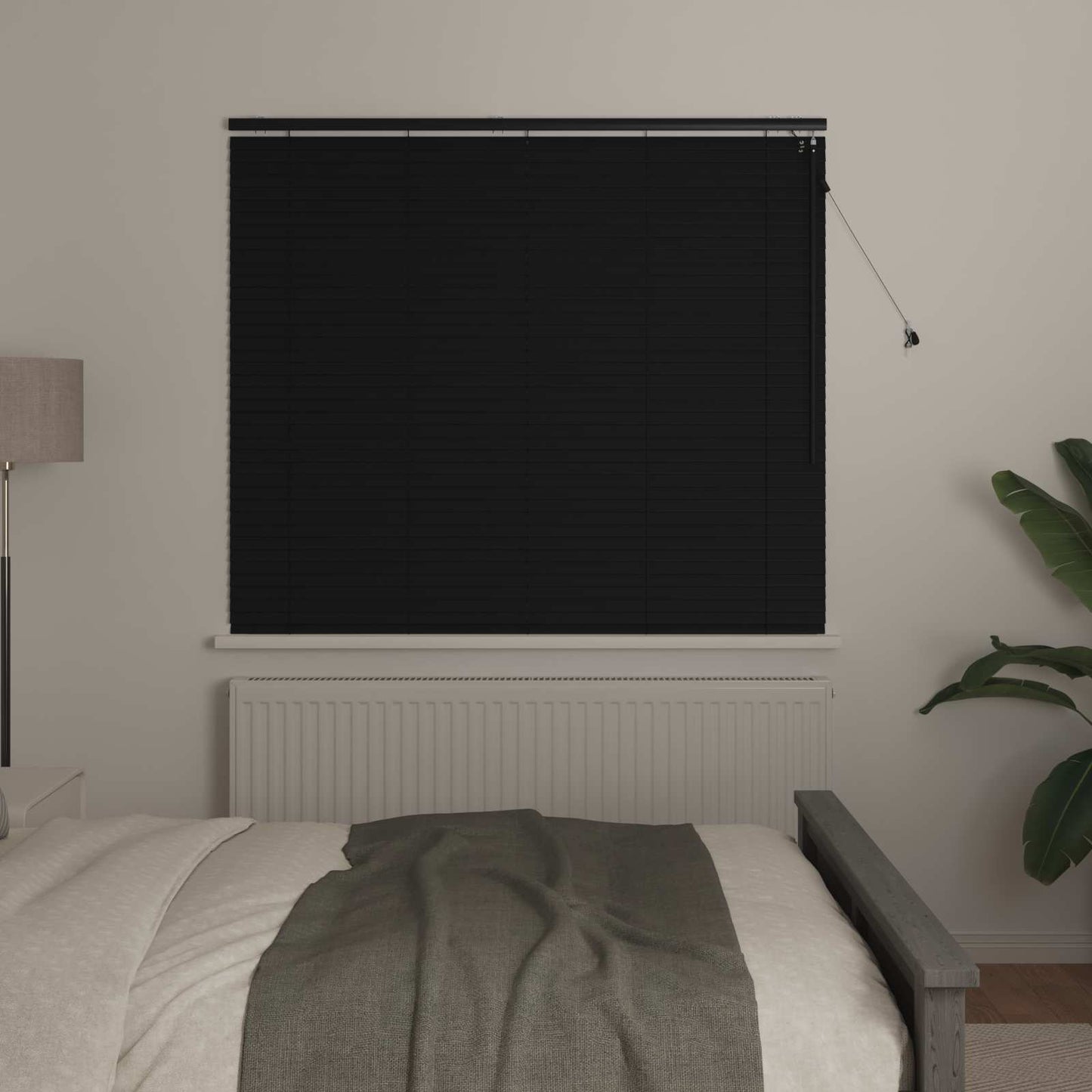 Venetian Blind Black 150 x 130 cm 35 mm Solid Paulownia Wood